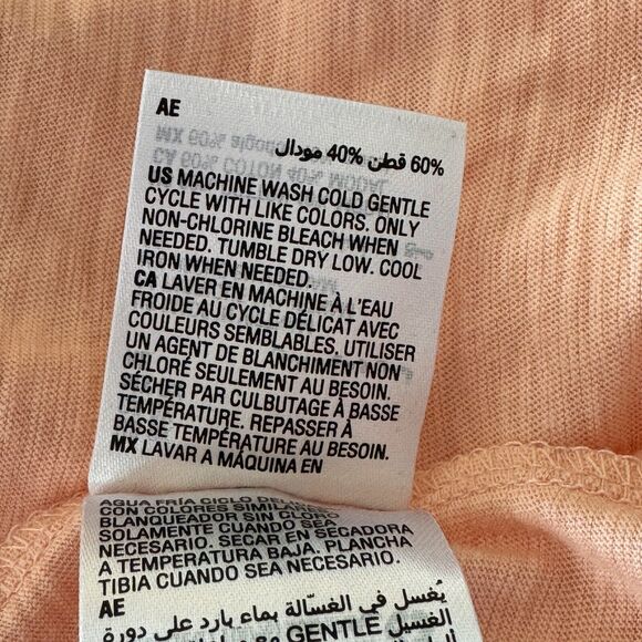 Style & Co 0X-Large Top 3/4 Sleeves Square Pleated Neck Stretch Peach New - Picture 9 of 9